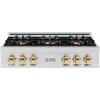 imageZLINE Autograph Edition 36 in Classic Gas Rangetop with 6 Burner DuoPro Cooktop in Stainless Steel and Polished Gold Accents PCRTZ36G
