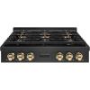 imageZLINE Autograph Edition 36 in Paramount Gas Rangetop with 6 Burner DuoPro Cooktop in Black Satin Stainless Steel and Polished Gold Accents PSRTBSZ36G