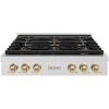 imageZLINE Autograph Edition 36 in Paramount Gas Rangetop with 6 Burner DuoPro Cooktop in Satin Stainless Steel and Champagne Bronze Accents PSRTSZ36CB