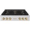 imageZLINE Autograph Edition 36 in Paramount Gas Rangetop with 6 Burner DuoPro Cooktop in Stainless Steel and Champagne Bronze Accents PSRTZ36CB