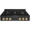 imageZLINE Autograph Edition 36 in Paramount Gas Rangetop with 6 Burners and Porcelain Cooktop in Black Satin Stainless Steel with Champagne Bronze Accents SRTBSZ36CB