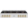 imageZLINE Autograph Edition 48 in Classic Gas Rangetop with 8 Burner DuoPro Cooktop in Satin Stainless Steel and Polished Gold Accents PCRTSZ48G