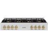 imageZLINE Autograph Edition 48 in Classic Gas Rangetop with 8 Burner DuoPro Cooktop in Stainless Steel and Champagne Bronze Accents PCRTZ48CB