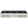 imageZLINE Autograph Edition 48 in Classic Gas Rangetop with 8 Burner DuoPro Cooktop in Stainless Steel and Polished Gold Accents PCRTZ48G