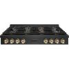 imageZLINE Autograph Edition 48 in Paramount Gas Rangetop with 8 Burner DuoPro Cooktop in Black Satin Stainless Steel and Polished Gold Accents PSRTBSZ48G