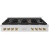 imageZLINE Autograph Edition 48 in Paramount Gas Rangetop with 8 Burner DuoPro Cooktop in Stainless Steel and Polished Gold Accents PSRTZ48G