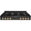 imageZLINE Autograph Edition 48 in Paramount Gas Rangetop with 8 Burners and Porcelain Cooktop in Black Satin Stainless Steel with Champagne Bronze Accents SRTBSZ48CB