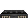 imageZLINE Autograph Edition 48 in Paramount Gas Rangetop with 8 Burners and Porcelain Cooktop in Black Satin Stainless Steel with Polished Gold Accents SRTBSZ48G