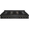 imageZLINE Designer Collection 48 in Paramount Gas Rangetop with 8 Burner DuoPro Cooktop in Black Satin Stainless Steel with Matte Black and Champagne Bronze Accents PSRTBSZ48MBCB