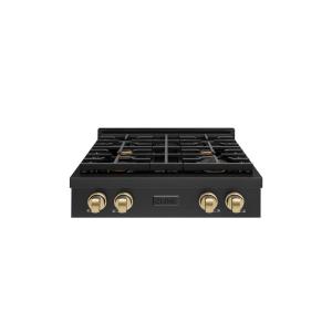 imageZLINE 30 in Autograph Edition Paramount Gas Rangetop with 4 Burners and Porcelain Cooktop in Black Stainless Steel with Champagne Bronze Accents SRTBZ30CB