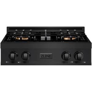 imageZLINE 30 in Classic Gas Rangetop with 4 Burner DuoPro Cooktop in Black Stainless Steel PCRTB30
