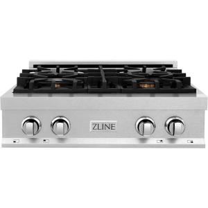 imageZLINE 30 in Legacy Gas Rangetop with 4 Brass Burners and Porcelain Cooktop in Satin Stainless Steel RTSBR30