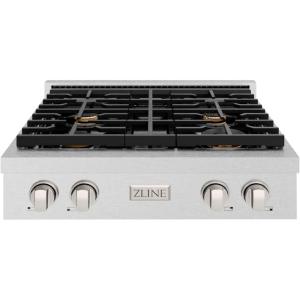 imageZLINE 30 in Paramount Gas Rangetop with 4 Brass Burners and Porcelain Cooktop in Satin Stainless Steel SRTSBR30