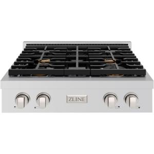 imageZLINE 30 in Paramount Gas Rangetop with 4 Brass Burners and Porcelain Cooktop in Stainless Steel SRTBR30