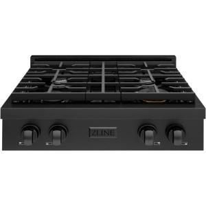 imageZLINE 30 in Paramount Gas Rangetop with 4 Burners and Porcelain Cooktop in Black Stainless Steel SRTB30