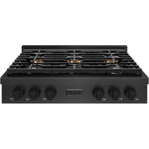 imageZLINE 36 in Paramount Gas Rangetop with 6 Burner DuoPro Cooktop in Black Satin Stainless Steel PSRTBS36