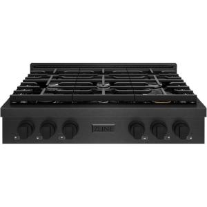 imageZLINE 36 in Paramount Gas Rangetop with 6 Burners and Porcelain Cooktop in Black Satin Stainless Steel SRTBS36
