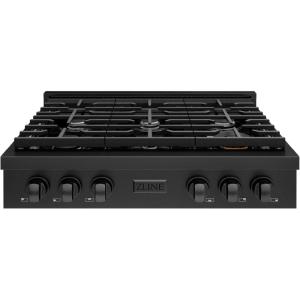 imageZLINE 36 in Paramount Gas Rangetop with 6 Burners and Porcelain Cooktop in Black Stainless Steel SRTB36