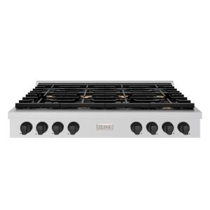 imageZLINE 48 in Autograph Edition Paramount Gas Rangetop with 8 Burners and Porcelain Cooktop in Stainless Steel with Matte Black Accents SRTZ48MB