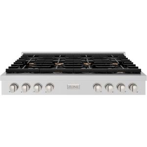 imageZLINE 48 in Paramount Gas Rangetop with 8 Brass Burners and Porcelain Cooktop in Stainless Steel SRTBR48