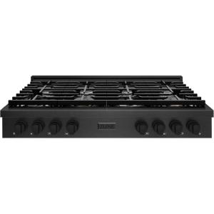 imageZLINE 48 in Paramount Gas Rangetop with 8 Burners and Porcelain Cooktop in Black Satin Stainless Steel SRTBS48