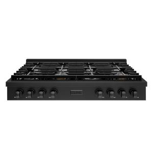 imageZLINE 48 in Paramount Gas Rangetop with 8 Burners and Porcelain Cooktop in Black Stainless Steel SRTB48