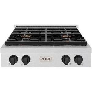 imageZLINE Autograph Edition 30 in Paramount Gas Rangetop with 4 Burner DuoPro Cooktop in Satin Stainless Steel and Matte Black Accents PSRTSZ30MB