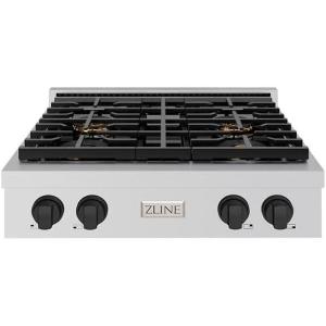 imageZLINE Autograph Edition 30 in Paramount Gas Rangetop with 4 Burner DuoPro Cooktop in Stainless Steel and Matte Black Accents PSRTZ30MB