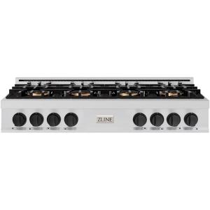 imageZLINE Autograph Edition 48 in Classic Gas Rangetop with 8 Burner DuoPro Cooktop in Stainless Steel and Matte Black Accents PCRTZ48MB