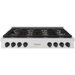 imageZLINE Autograph Edition 48 in Paramount Gas Rangetop with 8 Burner DuoPro Cooktop in Satin Stainless Steel and Matte Black Accents PSRTSZ48MB