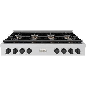 imageZLINE Autograph Edition 48 in Paramount Gas Rangetop with 8 Burner DuoPro Cooktop in Stainless Steel and Matte Black Accents PSRTZ48MB