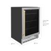 imageZ Line Kitchen and Bath ZLINE 24 Autograph Edition 154 Can Beverage Cooler Fridge with Adjustable Shelves in Stainless Steel with Champagne Bronze Accents RBVZUS24CB