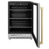imageZ Line Kitchen and Bath ZLINE 24 Autograph Edition 154 Can Beverage Cooler Fridge with Adjustable Shelves in Stainless Steel with Champagne Bronze Accents RBVZUS24CB