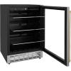 imageZ Line Kitchen and Bath ZLINE 24 Autograph Edition 154 Can Beverage Cooler Fridge with Adjustable Shelves in Stainless Steel with Gold Accents RBVUS24G