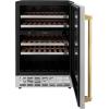 imageZ Line Kitchen and Bath ZLINE 24 Monument Autograph Edition Dual Zone 44Bottle Wine Cooler in Stainless Steel with Polished Gold Accents RWVZUD24G