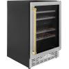imageZ Line Kitchen and Bath ZLINE 24 Monument Autograph Edition Dual Zone 44Bottle Wine Cooler in Stainless Steel with Polished Gold Accents RWVZUD24G