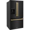 imageZ Line Kitchen and Bath ZLINE Autograph 36 in Black Stainless Standard Refrigerator wBronze Handles RSMZW36BSFCB