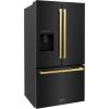 imageZ Line Kitchen and Bath ZLINE Autograph 36 in Black Stainless Standard Refrigerator wGold Handles RSMZW36BSFG