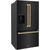 imageZ Line Kitchen and Bath ZLINE Autograph 36 in Black Stainless Standard Refrigerator wGold Handles RSMZW36BSG