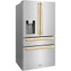 imageZ Line Kitchen and Bath ZLINE Autograph 36 in CounterDepth Refrigerator with Gold Modern Handles RFMZW36FG