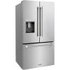 imageZLINE Autograph 36 in 289 cu ft StandardDepth French Door External Water Dispenser Refrigerator with Dual Ice Maker in FingerprintResistant Stainless Steel and Polished Nickel Helix Handles