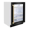 imageZLINE Autograph Edition 24 in Touchstone 151 Can Beverage Fridge With Black Stainless Steel Glass Door And Champagne Bronze Handle RBSOZBS24CB