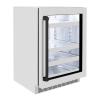 imageZLINE Autograph Edition 24 in Touchstone 151 Can Beverage Fridge With Satin Stainless Steel Glass Door And Matte Black Handle RBSOZSN24MB