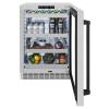 imageZLINE Autograph Edition 24 in Touchstone 151 Can Beverage Fridge With Satin Stainless Steel Glass Door And Matte Black Handle RBSOZSN24MB