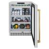imageZLINE Autograph Edition 24 in Touchstone 151 Can Beverage Fridge With Satin Stainless Steel Glass Door And Polished Gold Handle RBSOZSN24G