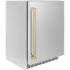 imageZLINE Autograph Edition 24 in Touchstone 151 Can Beverage Fridge With Solid Stainless Steel Door And Champagne Bronze Handle RBSOZST24CB