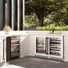 imageZLINE Autograph Edition 24 in Touchstone 151 Can Beverage Fridge With White Matte Glass Door And Matte Black Handle RBSOZWM24MB