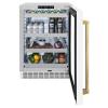 imageZLINE Autograph Edition 24 in Touchstone 151 Can Beverage Fridge With White Matte Glass Door And Polished Gold Handle RBSOZWM24G