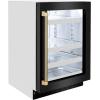imageZLINE Autograph Edition 24 in Touchstone 151 Can Beverage Fridge with Black Stainless Steel Glass Door and Champagne Bronze Helix Handle RBSOZBS24KCB