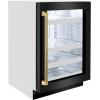 imageZLINE Autograph Edition 24 in Touchstone 151 Can Beverage Fridge with Black Stainless Steel Glass Door and Polished Gold Helix Handle RBSOZBS24KG